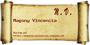 Magony Vincencia névjegykártya